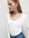 Cotton Rich Ribbed Scoop Neck Top
